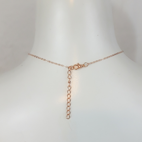 Rose Gold Dangling Rose Pendant Necklace - Picture 9 of 9